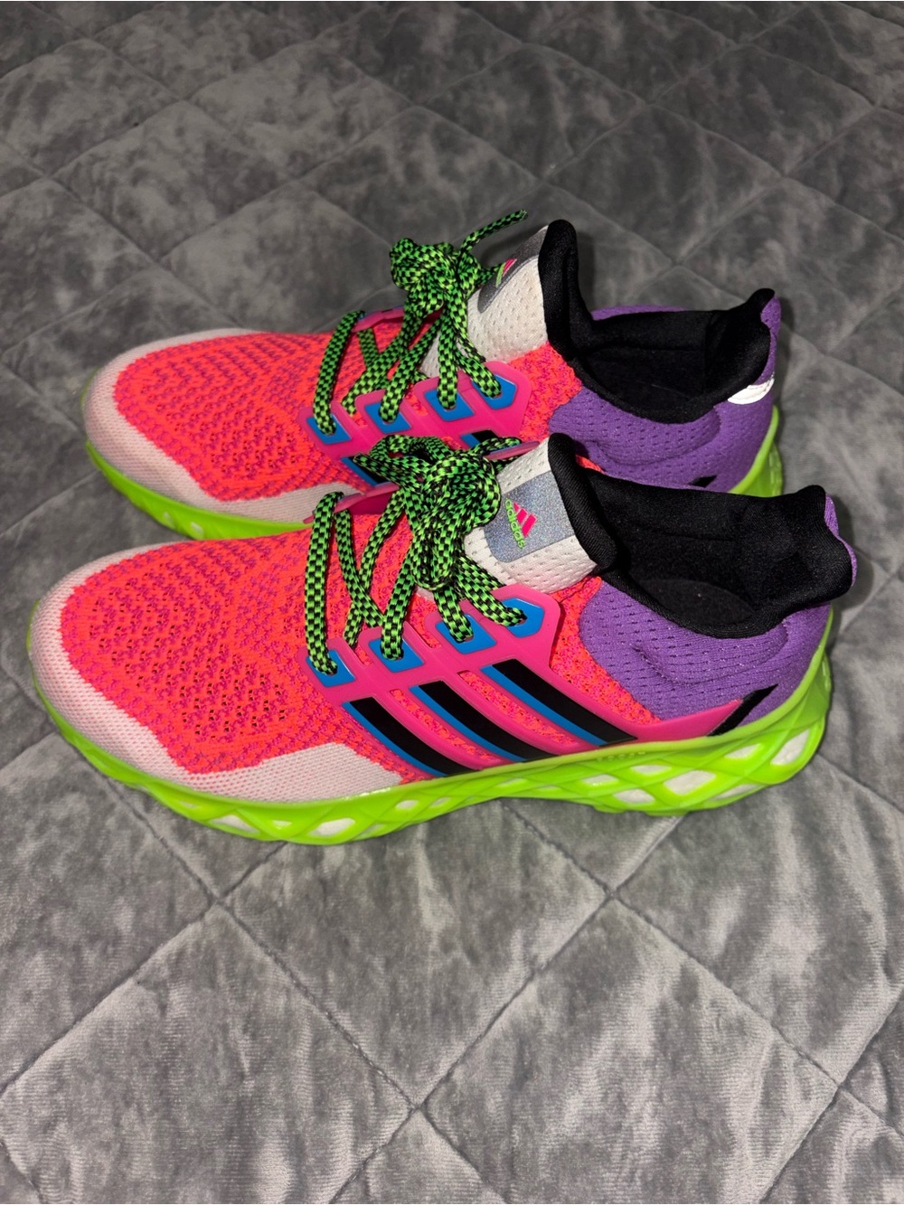 adidas  Neon Pink, Purple & Lime Athletic Sneakers